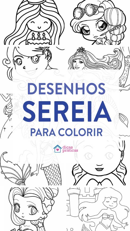 Desenhos de Sereia para colorir e pintar