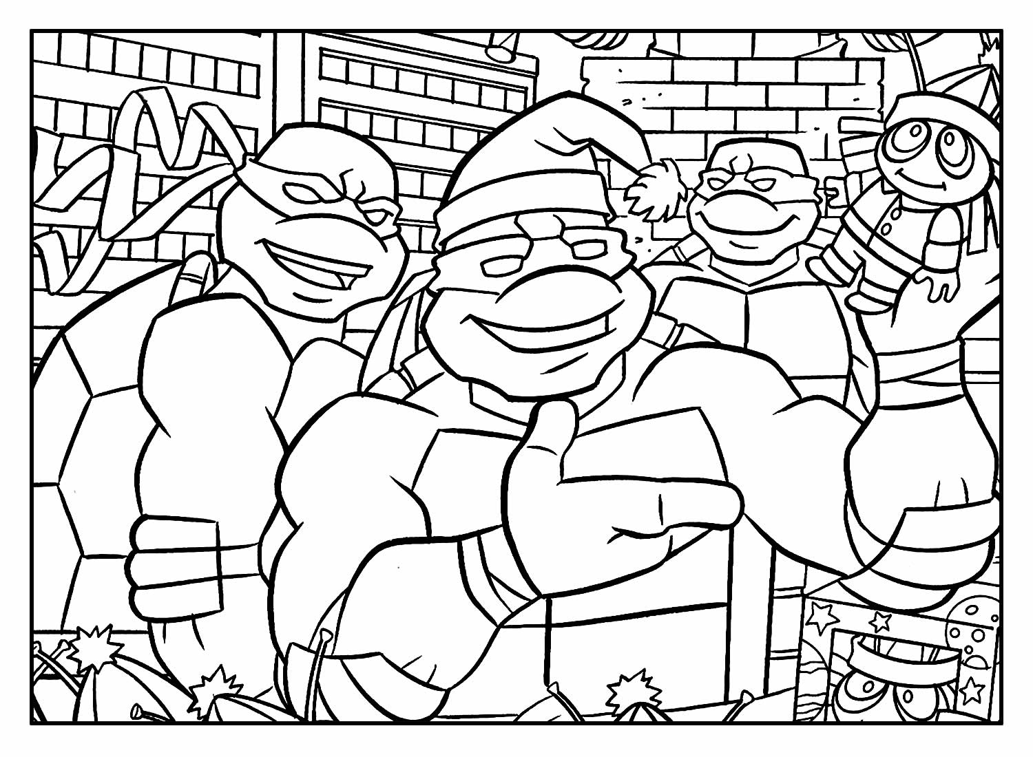 Desenhos para colorir de Tartaruga Ninja - Natal