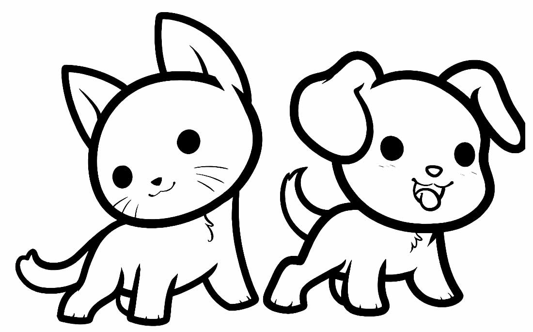 Desenhos de Gato e Cachorro para colorir