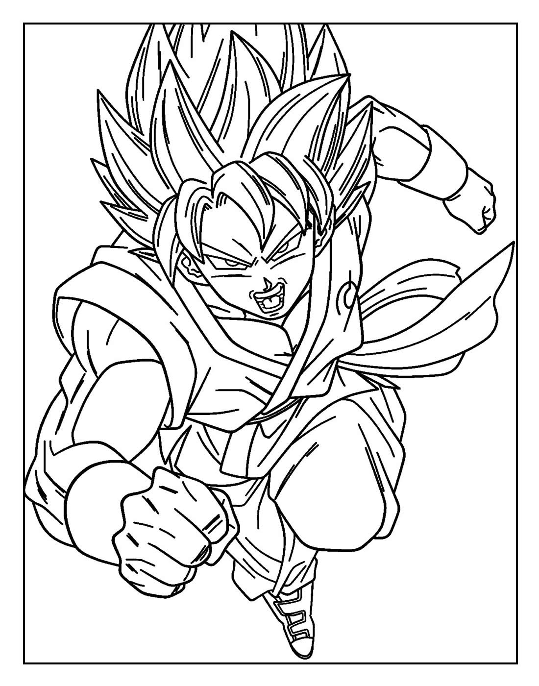 Página para pintar e colorir de Goku