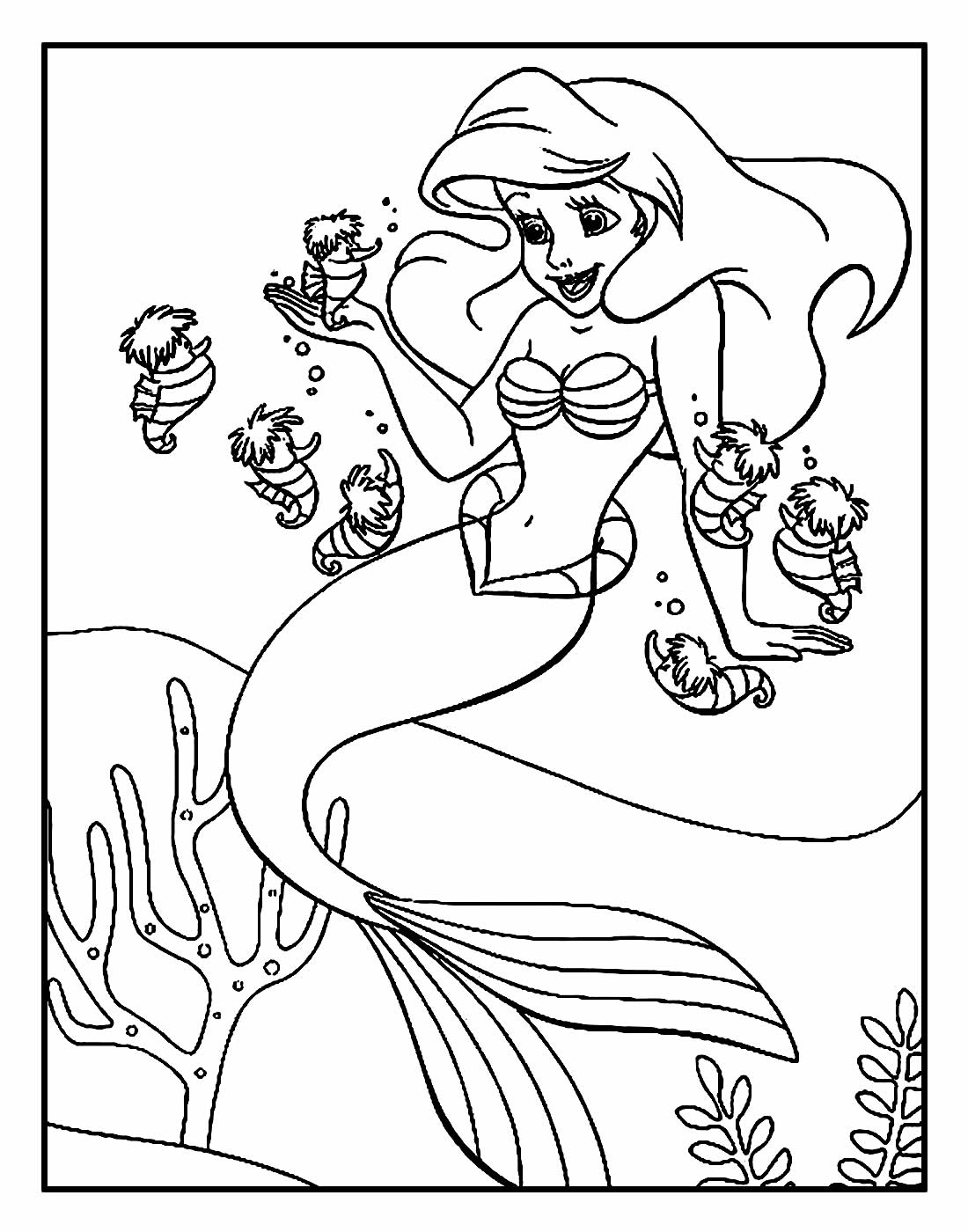 Desenho para colorir Pequena Sereia