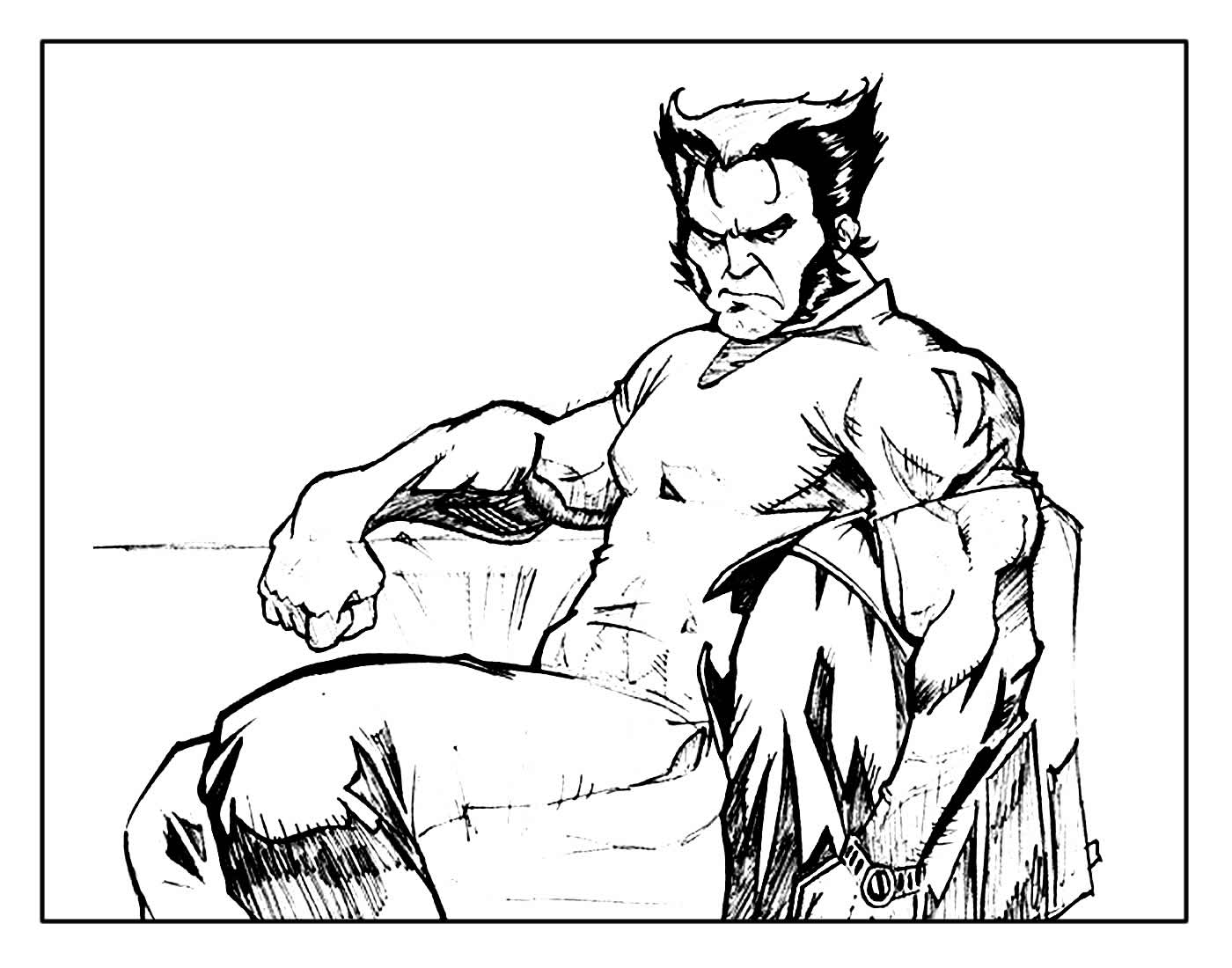 Desenho realista para colorir de Wolverine