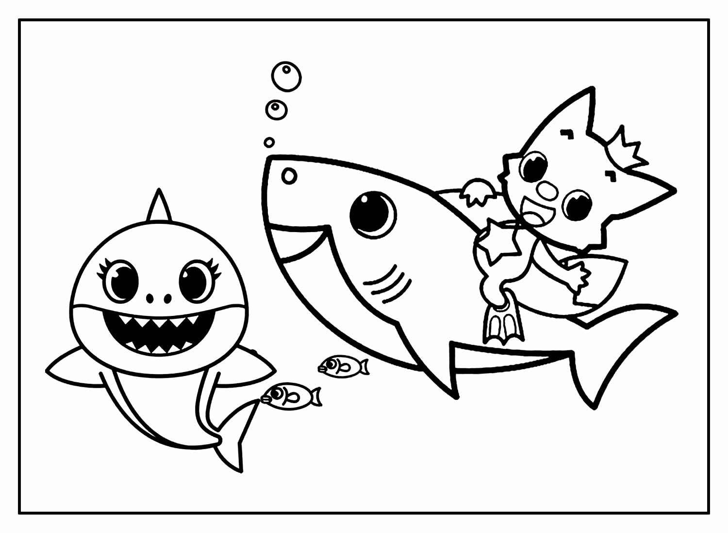 Desenhos para pintar de Baby Shark