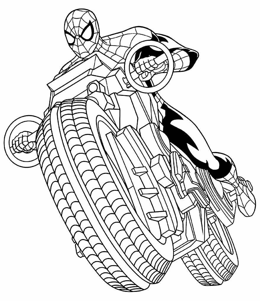 Desenhos para colorir Homem-Aranha - Moto