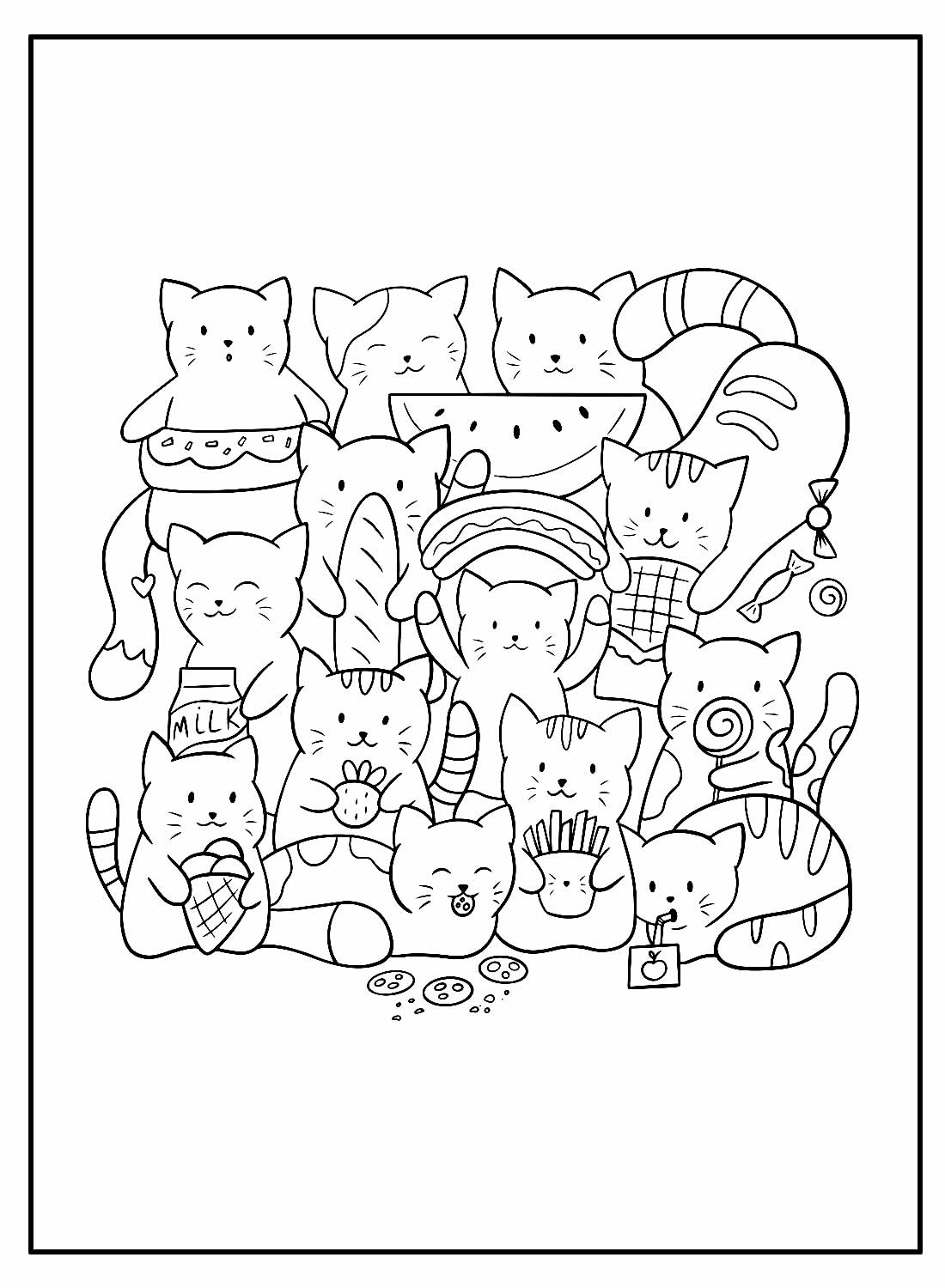 Desenho de Muitos Gatinhos para colorir