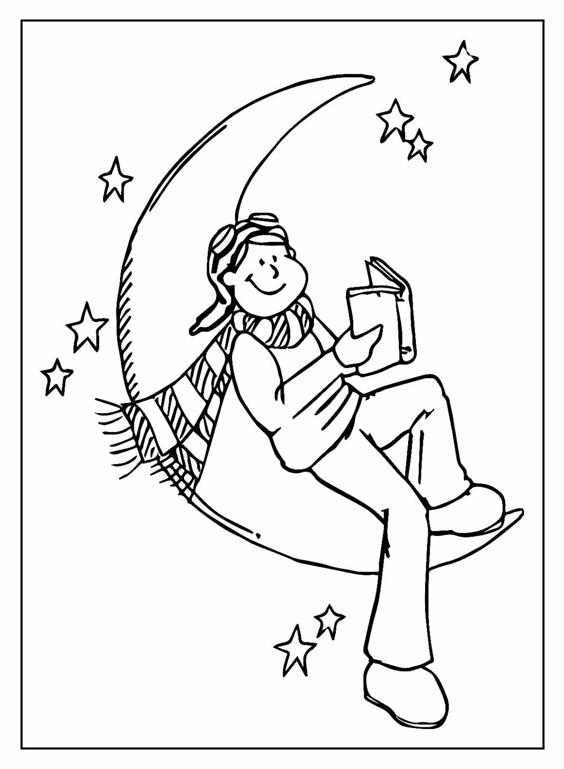Desenho de Lua Colorir e Pintar