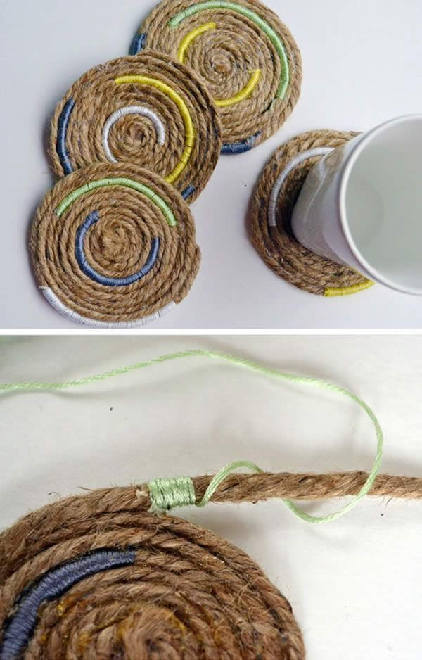 Suporte para copos com sisal