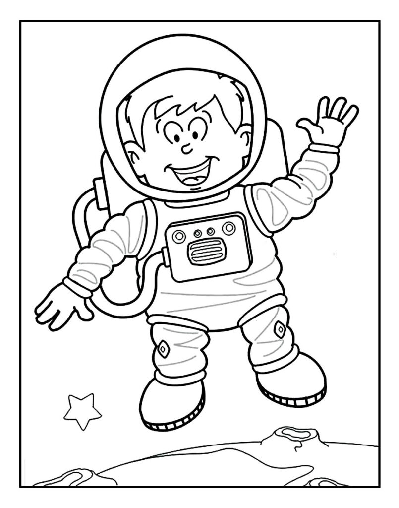 Desenho de Astronauta para pintar