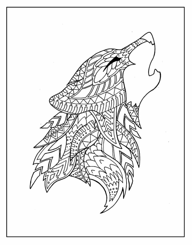 Desenho de Lobo para colorir - Geométrico