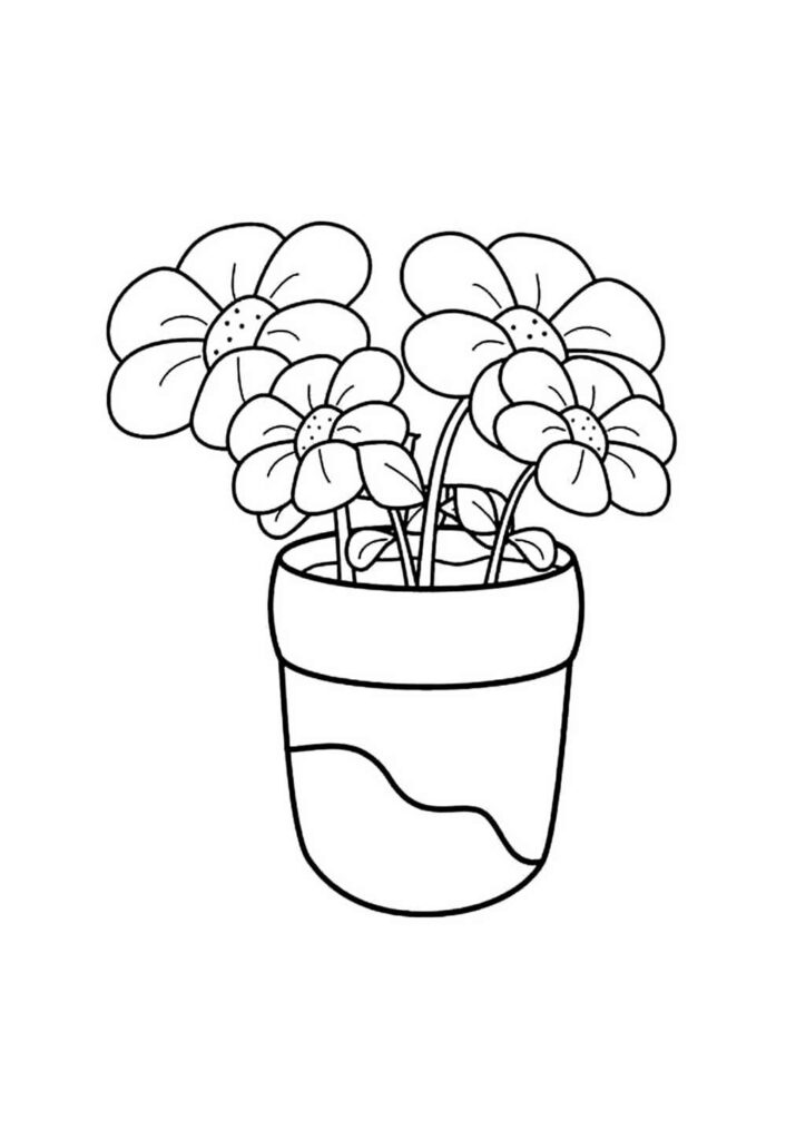 Desenho de Vaso de Flores para colorir