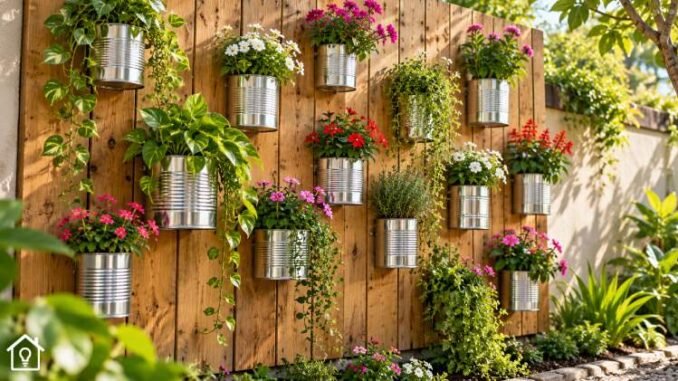 Jardim Vertical de Vasos de Latas