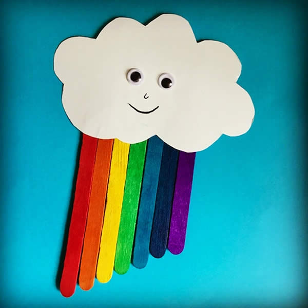 Palitos de Picolé para fazer Nuvem com Crianças