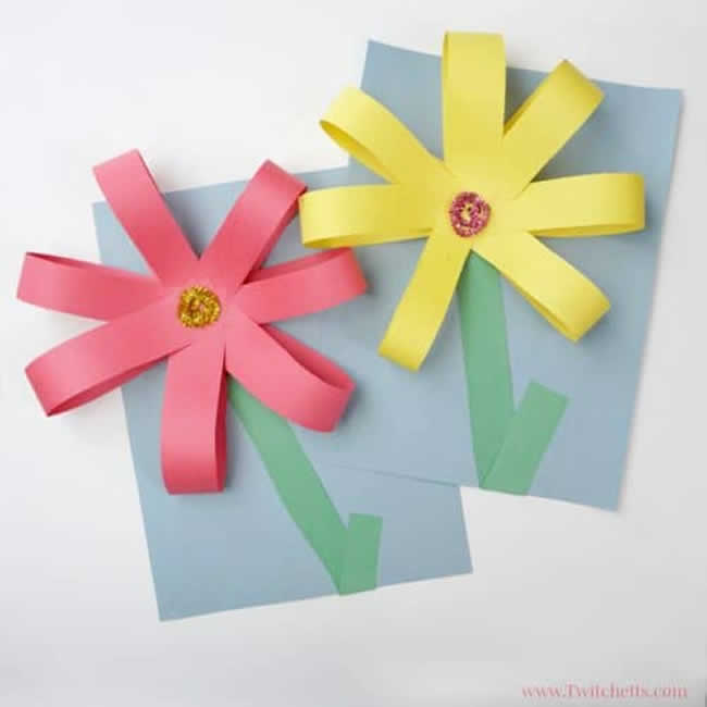 Flores de Papel Coloridas para Cartão