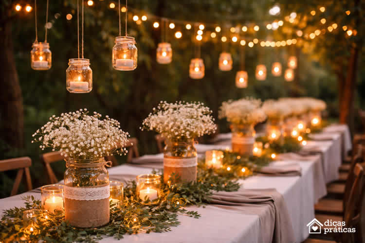 Decoração com Potes de Vidro para Casamentos