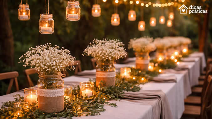 Decoração com Potes de Vidro para Casamentos