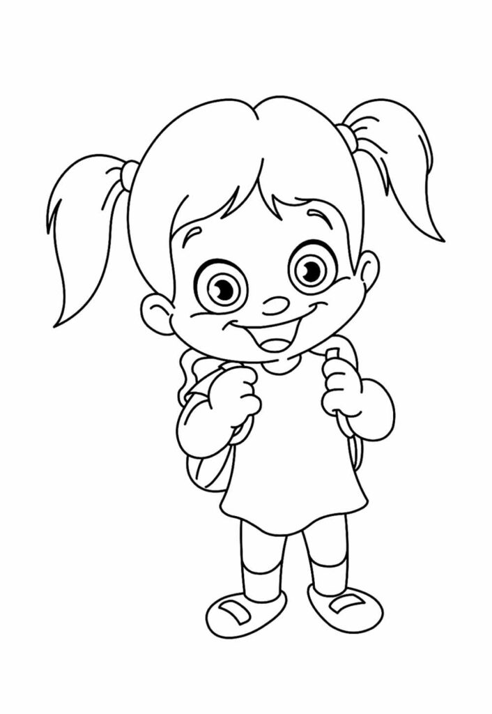Desenho de Menina para pintar e colorir - Infantil - Fácil