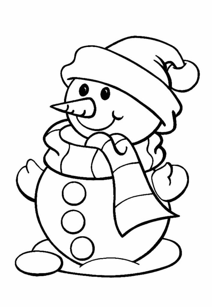 Desenho de Natal para colorir - Boneco de Neve