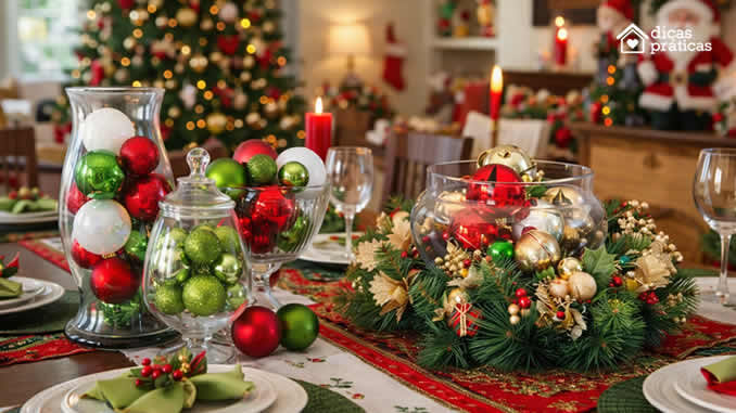 Decoração com Centros de Mesa de Natal