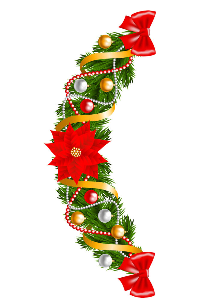 Molde Colorido de Guirlanda de Natal - Modelo para Imprimir