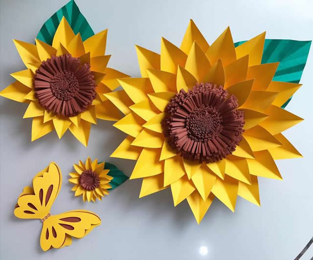 Enfeites com Girassol de Papel