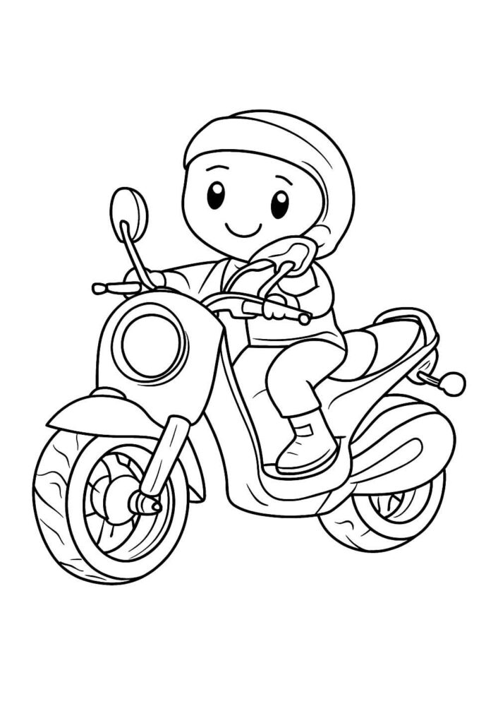Desenho Fofo de Moto para colorir