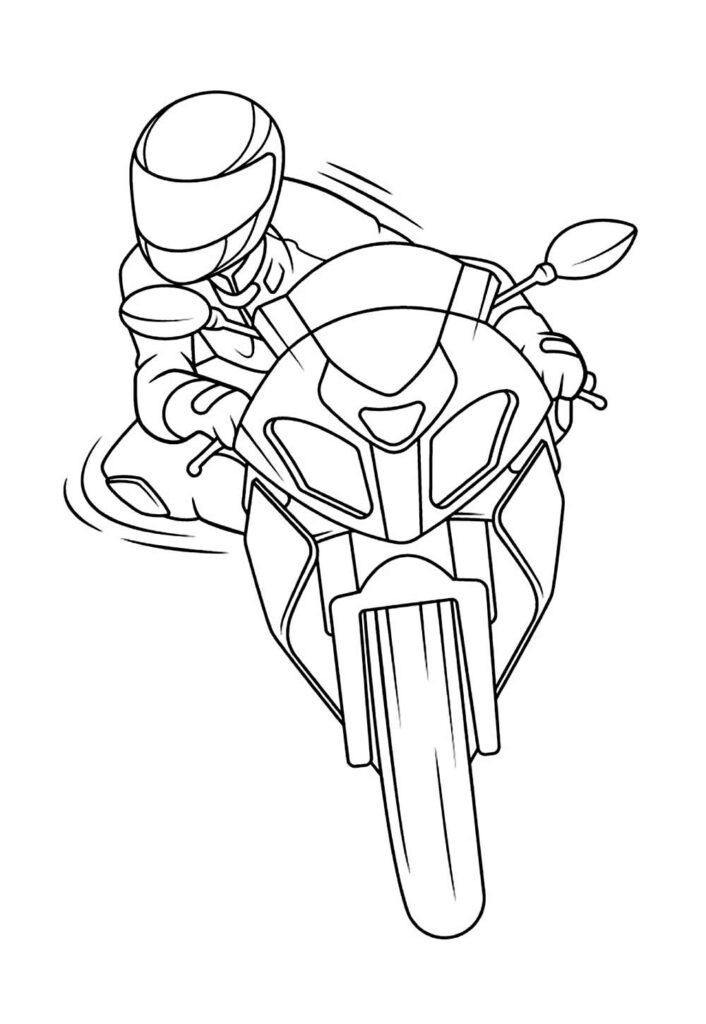 Desenho de Moto e Motociclista para colorir