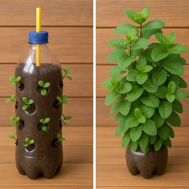 Horta com Garrafas PET