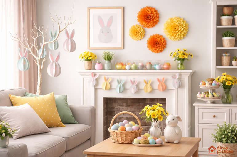 Decoração de Páscoa para Casa com Enfeites de Papel