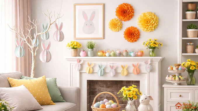 Decoração de Páscoa para Casa com Enfeites de Papel