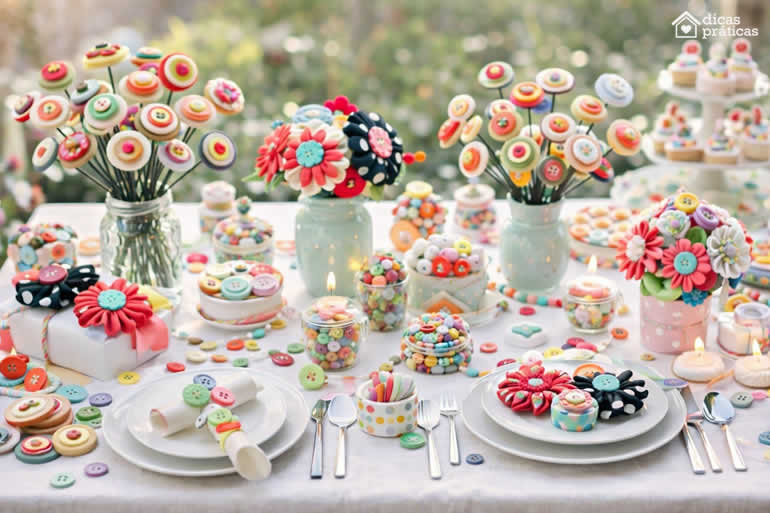 Ideias com Botões - Artesanato e Decoração