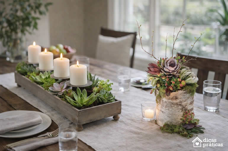 Decoração com Suculentas em Centros de Mesa