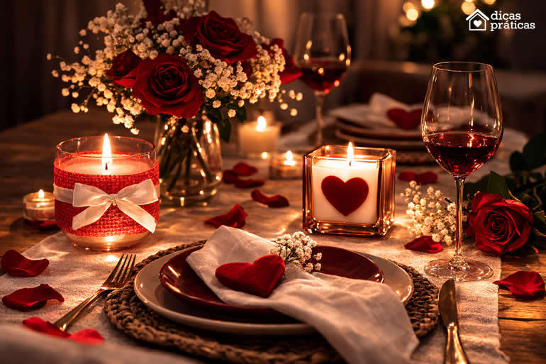 Decoração para Dia dos Namorados com Velas