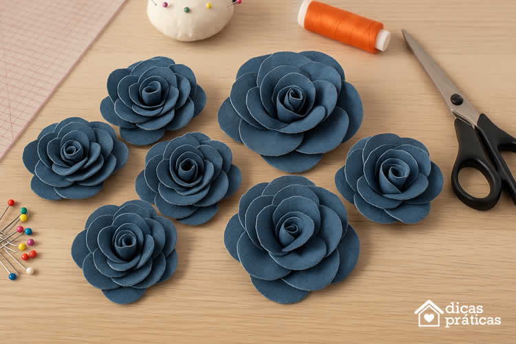 Decoração com Flores de Tecido Jeans