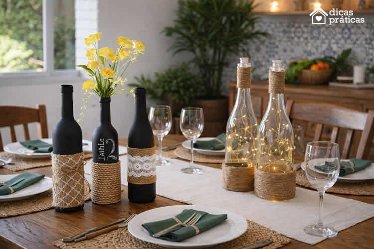 Garrafas Decoradas com Barbante