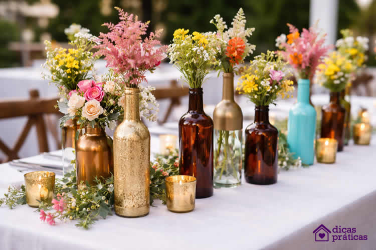 Decoração com Garrafas - Centros de Mesa