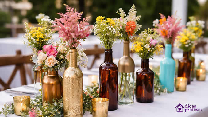 Decoração com Garrafas - Centros de Mesa