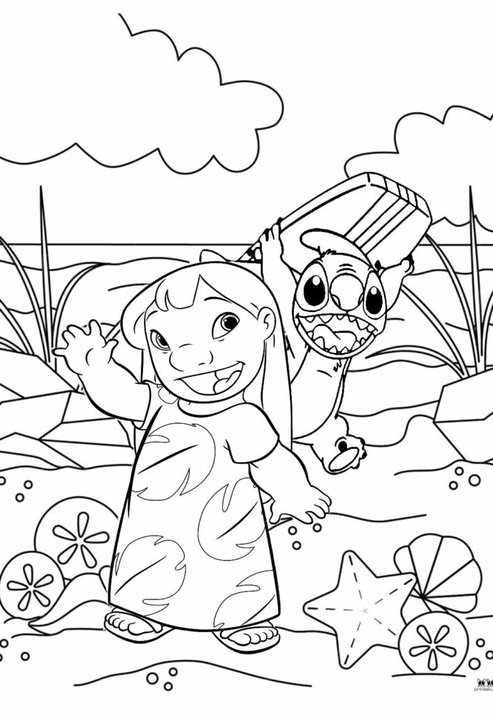 Desenho de Lilo e Stitch para colorir