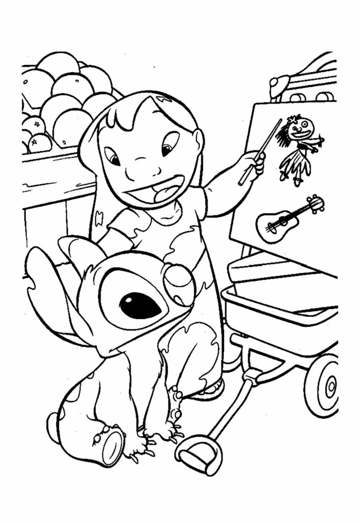Desenho de Lilo e Stitch para colorir