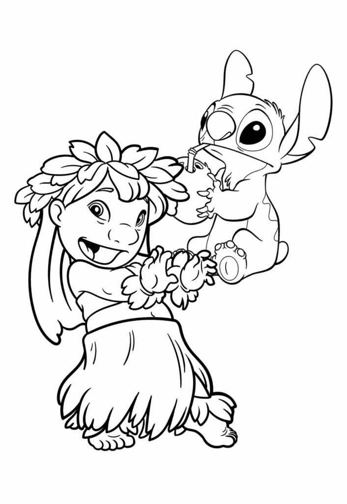 Desenho de Lilo e Stitch para colorir