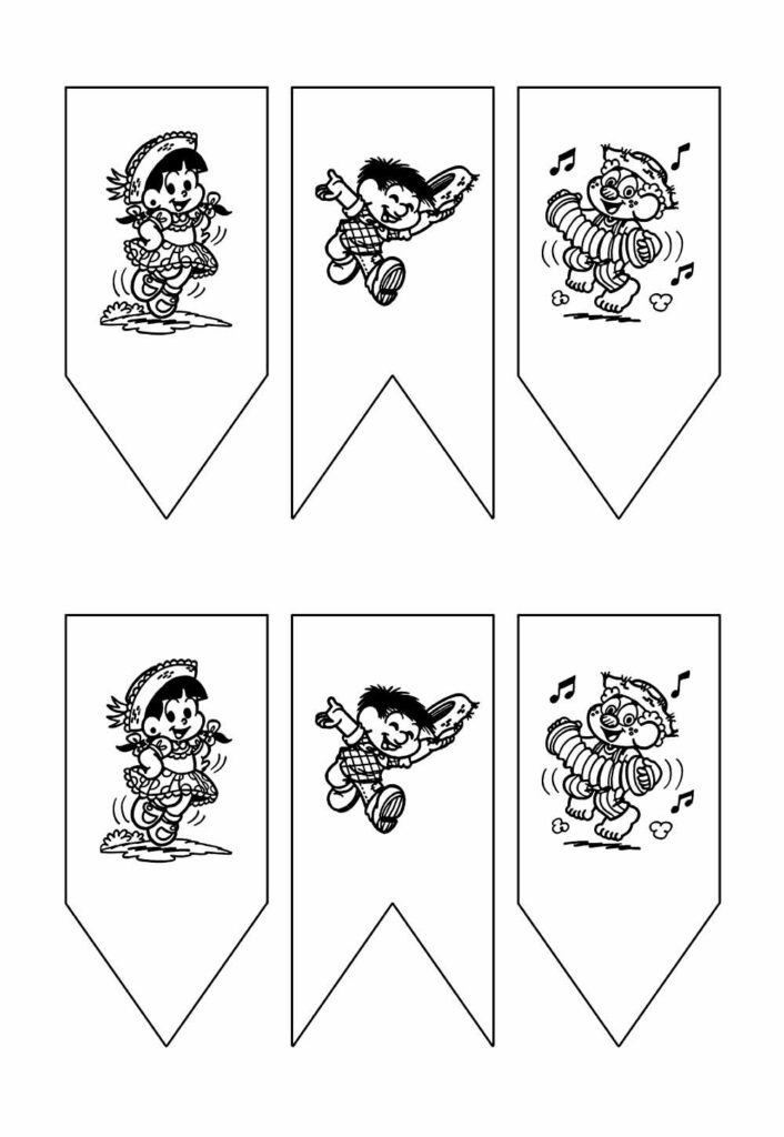 Desenhos de Bandeirinha para colorir e pintar