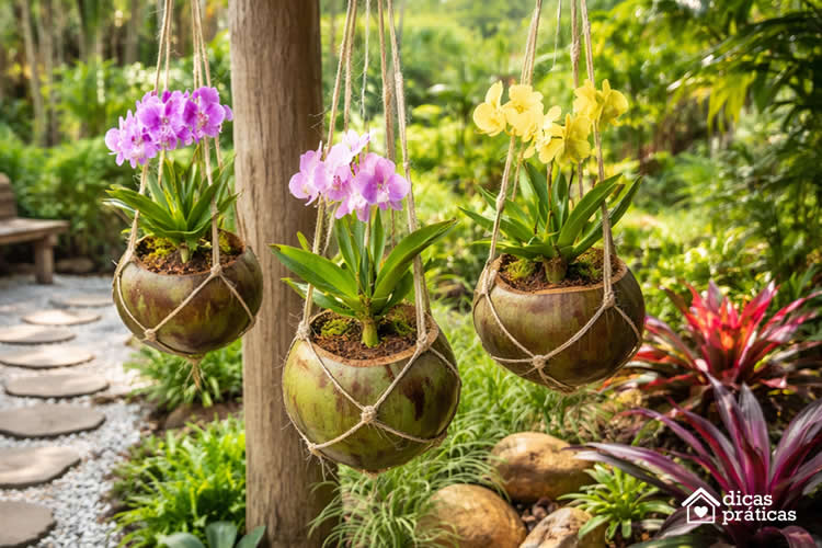 Como plantar orquídeas em cocos