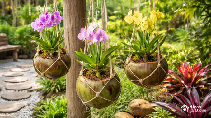 Como plantar orquídeas em cocos