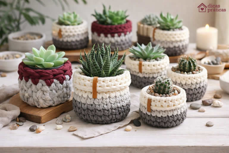 Cachepô de Crochê para Vasinho