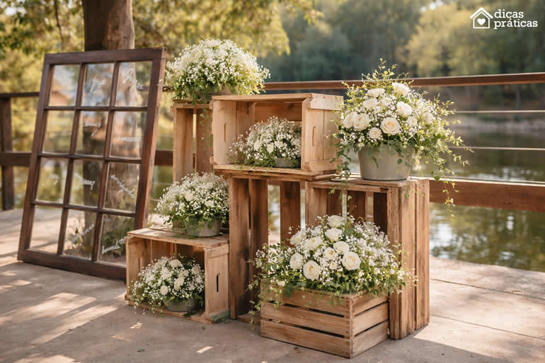 Decoração com Caixotes para Casamento