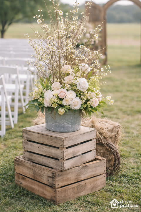 Decoração com Caixotes para Casamento