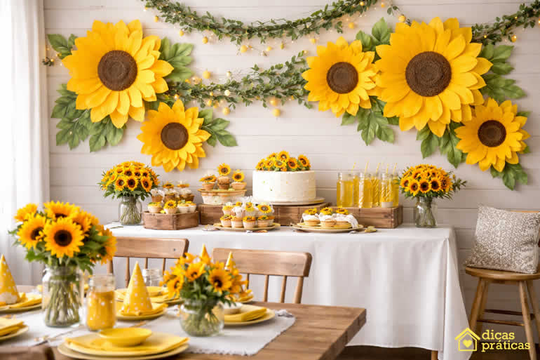 Decoração com Flores de Girassol