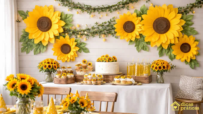 Decoração com Flores de Girassol