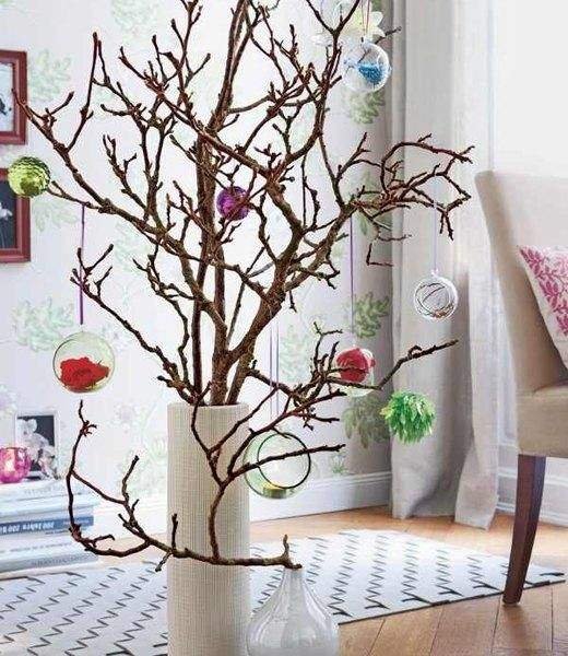 Decoração de Natal com Galhos