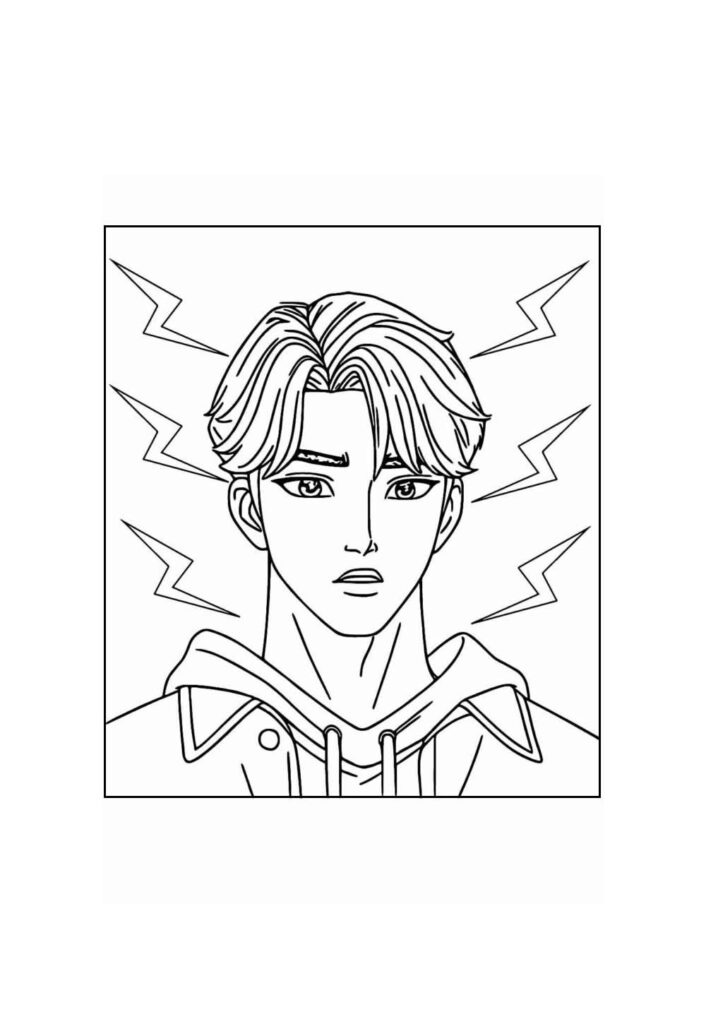 Guerreiras do K-Pop para colorir - Saja Boys - Jinu