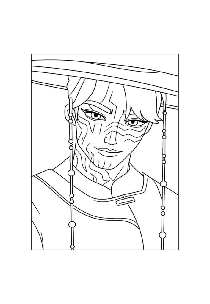 Desenho de Guerreiras do K-Pop para colorir - Jinu